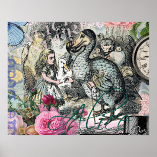 Alice in Wonderland Dodo Vintage Pretty Collage Poster
