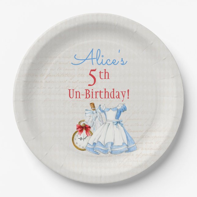 Alice in Wonderland Drink Me Potion Blue Dress Paper Plate (Front)