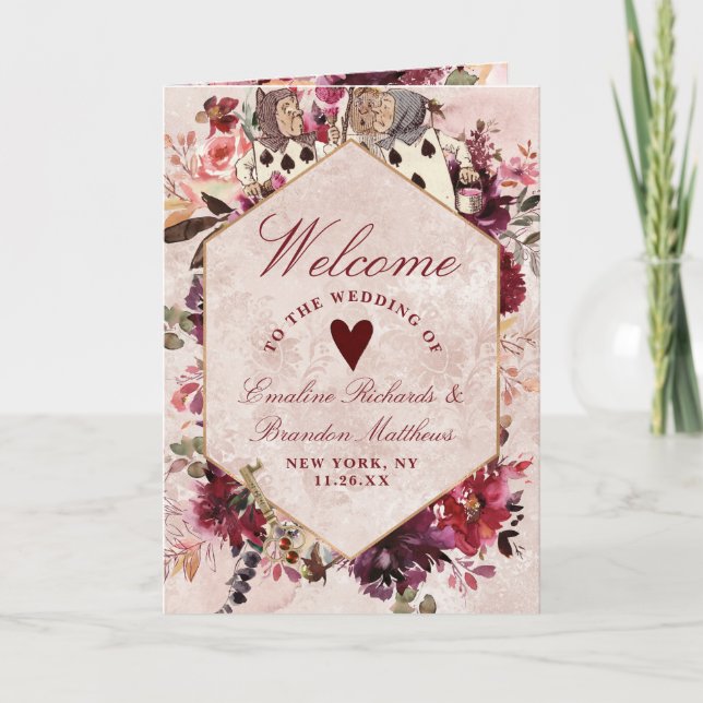 Alice in Wonderland Elegant Wedding Ceremony Program (Front)