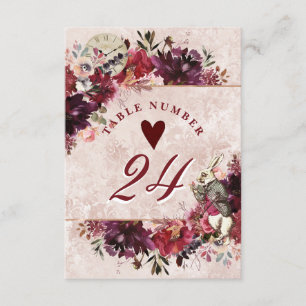 Alice in Wonderland Elegant Wedding Table Numbers