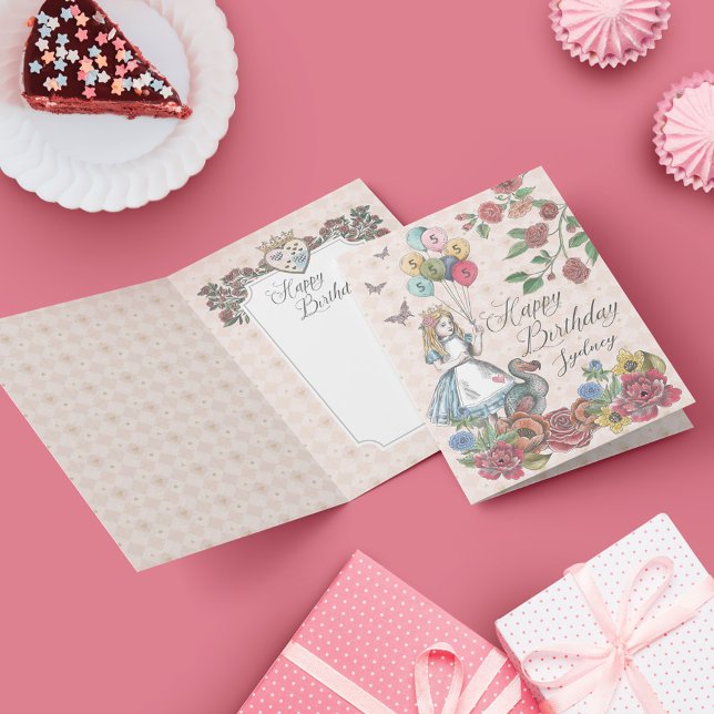 Alice in Wonderland Fairytale Happy Birthday Card (Creator Uploaded)
