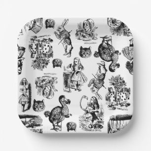 alice in wonderland fantasy illustration vintage paper plate