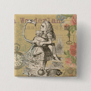 Alice in Wonderland Flamingo Classic 15 Cm Square Badge