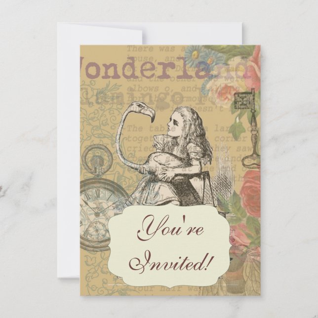 Alice in Wonderland Flamingo Classic Invitation (Front)