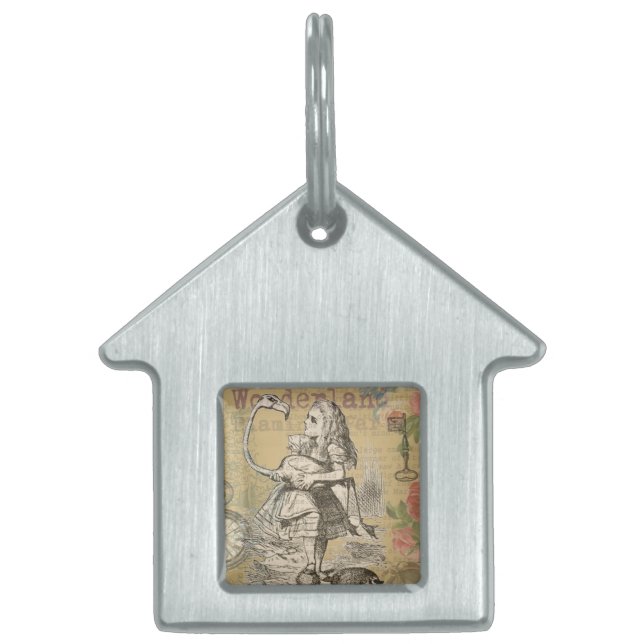 Alice in Wonderland Flamingo Classic Pet Tag (Front)