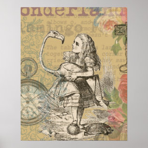 Alice in Wonderland Flamingo Classic Poster