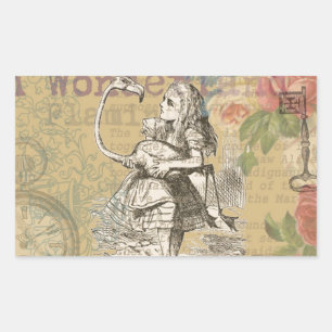Alice in Wonderland Flamingo Classic Rectangular Sticker