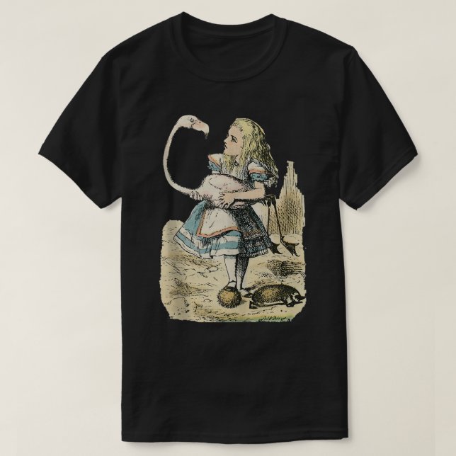 Alice in Wonderland Flamingo & Hedgehog Croquet Ta T-Shirt (Design Front)