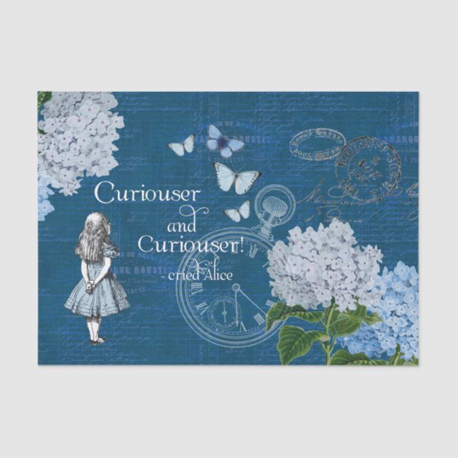 Alice in Wonderland Floral Blue Tissue Paper (Front)