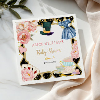 Alice in Wonderland Floral Tea Party Baby Shower Napkin
