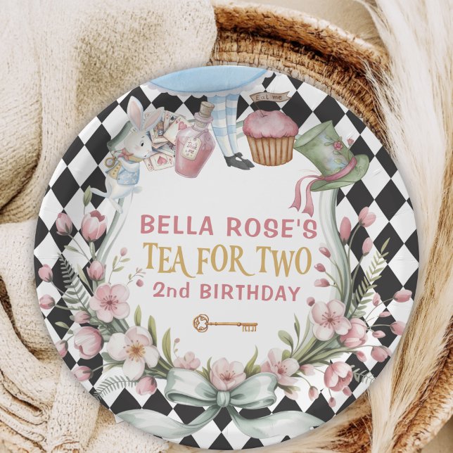 Alice in Wonderland Flower Frame  2nd birthday Paper Plate (Creator Uploaded)