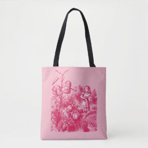 Alice in Wonderland & Flowers Tote Bag