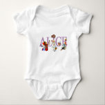 ALICE IN WONDERLAND & FRIENDS BABY BODYSUIT<br><div class="desc">ALICE IN WONDERLAND AND FRIENDS,  THE MAD HATTER,  THE QUEEN OF HEARTS,  THE CHESHIRE CAT,  THE DUCHESS,  THE CATERPILLAR AND MORE. DELIGHTFULLY WHIMSICAL IMAGE.  GREAT FUN!</div>
