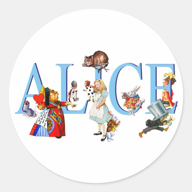 ALICE IN WONDERLAND & FRIENDS CLASSIC ROUND STICKER (Front)