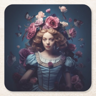 Alice In Wonderland Gift Card Square Paper Coaster