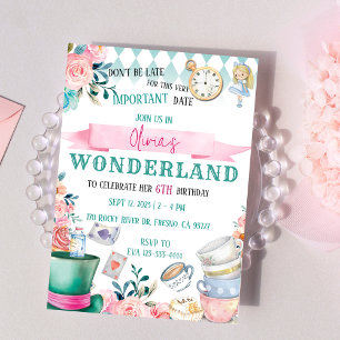 Alice in Wonderland Girl Birthday Invitation