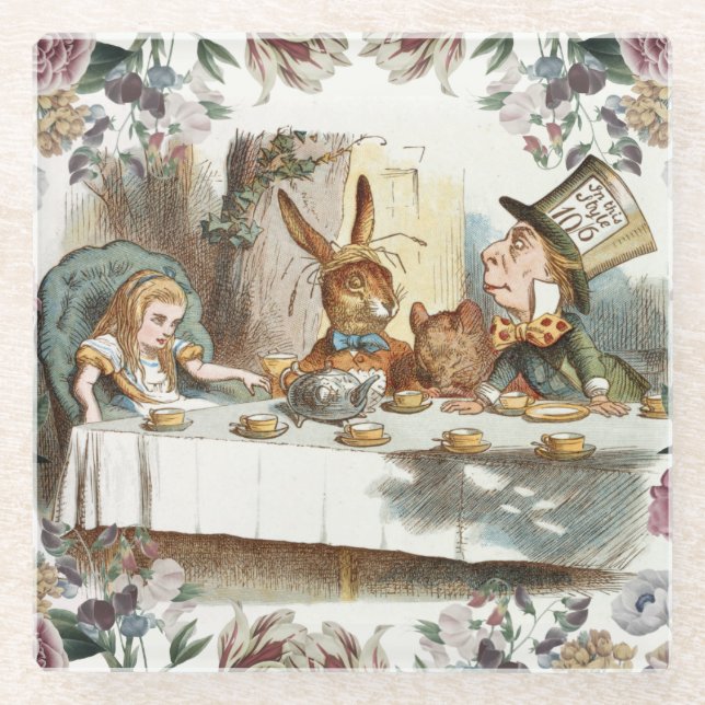 Alice In Wonderland Glass Coaster (Front)