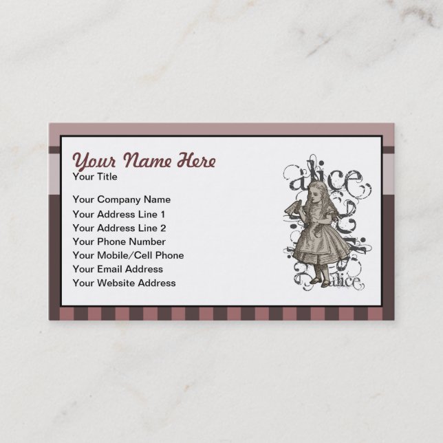 Alice In Wonderland Grunge (Pink) Business Card (Front)