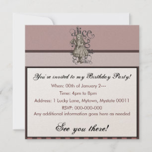Alice In Wonderland Grunge (Pink) Invitation