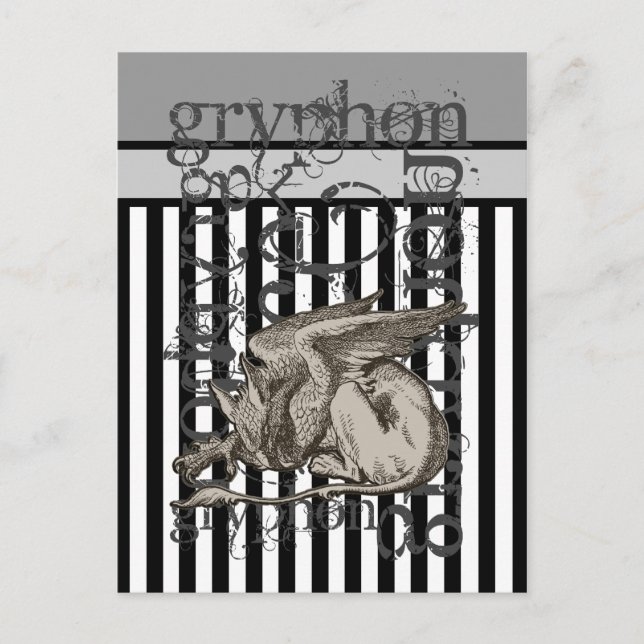 Alice In Wonderland Gryphon Grunge Postcard (Front)