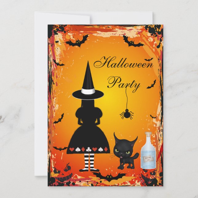 Alice in Wonderland Halloween Party Invites (Front)
