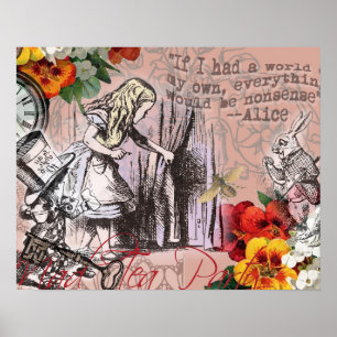 Alice in Wonderland Hatter and Rabbit Poster