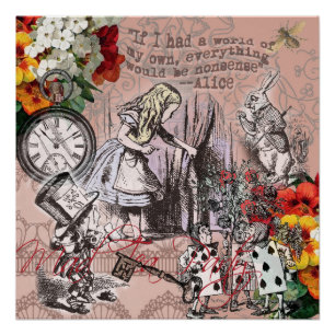 Alice in Wonderland Hatter and Rabbit Poster