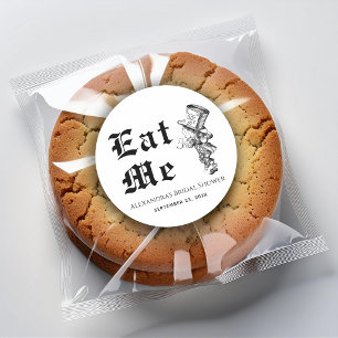 Alice in Wonderland Hatter Eat Me Bridal Shower Classic Round Sticker