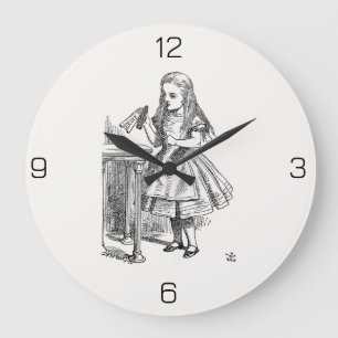 Alice in Wonderland, Holding the "Drink Me" Bottle Large Clock