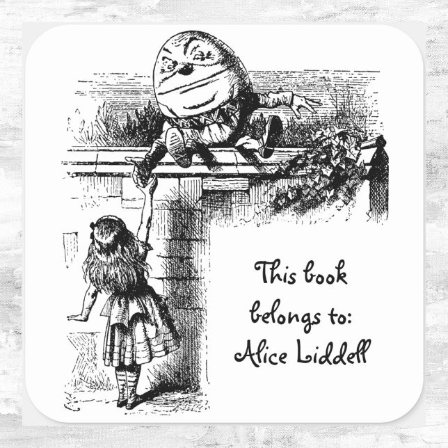 Alice in Wonderland, Humpty Dumpty Bookplate Square Sticker (Creator Uploaded)