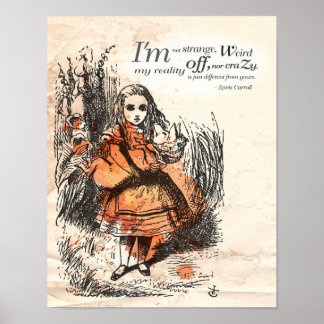 Alice in Wonderland "I'm not Strange" Poster