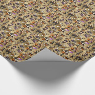 Alice in Wonderland in Halloween Theme Cobweb Gold Wrapping Paper
