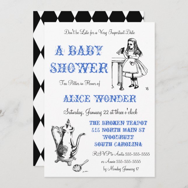 Alice in Wonderland Invitation (Front/Back)