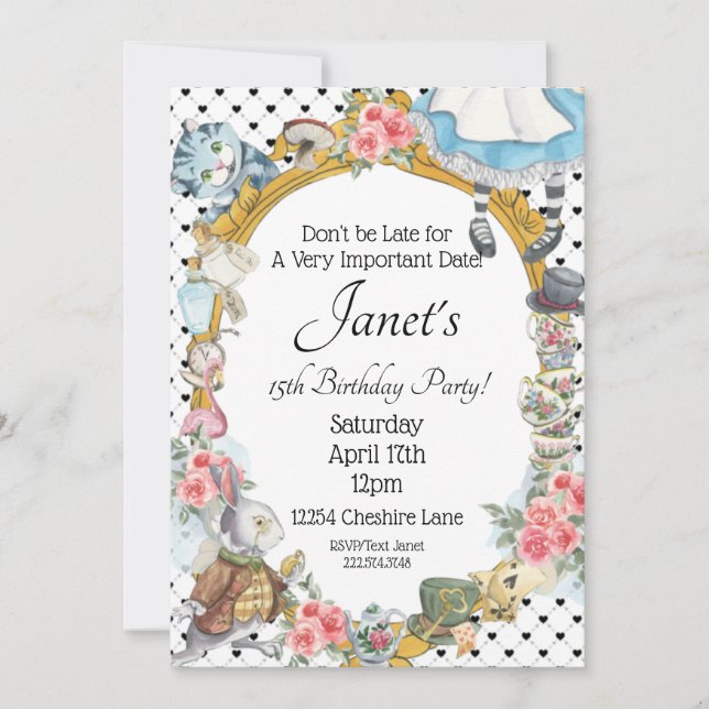 Alice in Wonderland Invitation (Front)