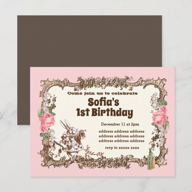 alice in wonderland invitation  postcard (Front/Back)