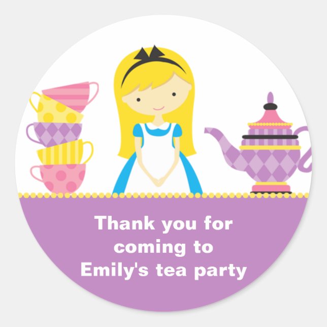 Alice in Wonderland Invitations Stickers (Front)