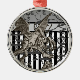 Alice In Wonderland Jabberwocky Grunge Metal Tree Decoration
