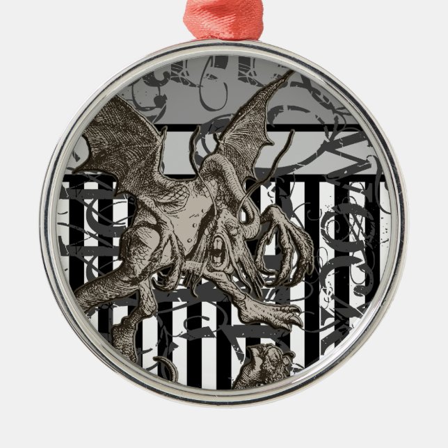 Alice In Wonderland Jabberwocky Grunge Metal Tree Decoration (Front)