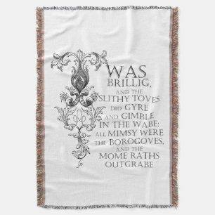Alice In Wonderland Jabberwocky Poem Throw Blanket