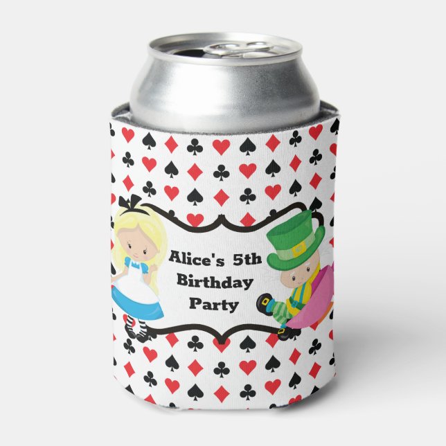 Alice in Wonderland Kids Birthday Tea Party Custom Can Cooler (Can Front)