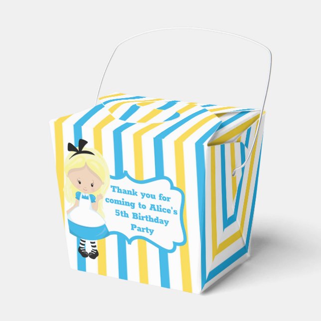 Alice in Wonderland Kids Tea Party Birthday Custom Favour Box (Front Side)