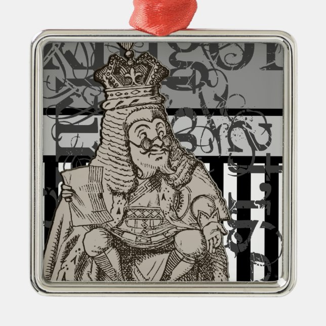 Alice In Wonderland King of Hearts Grunge Metal Tree Decoration (Front)