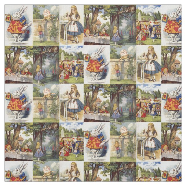 Alice in Wonderland Large squares Fabric (Swatch)
