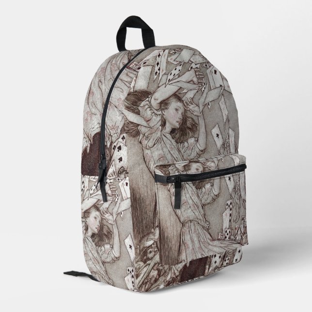 Alice In Wonderland Lewis Carroll Rackham Printed Backpack (Back Corner Left)