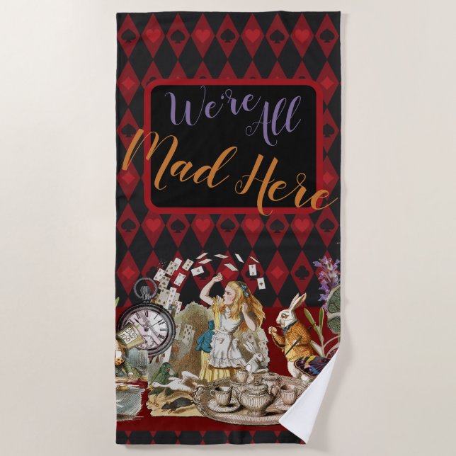 Alice in Wonderland Mad Cheshire Cat Beach Towel (Front)