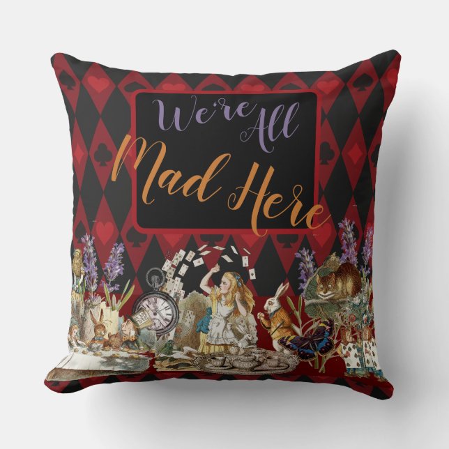 Alice in Wonderland Mad Cheshire Cat Cushion (Front)