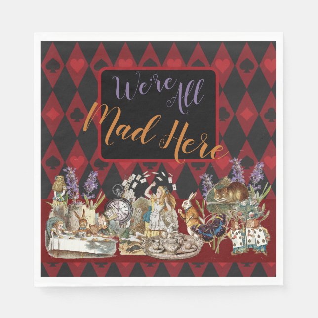 Alice in Wonderland Mad Cheshire Cat Napkin (Front)