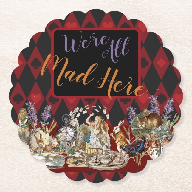 Alice in Wonderland Mad Cheshire Cat Paper Coaster (Front)