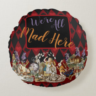 Alice in Wonderland Mad Cheshire Cat Round Cushion
