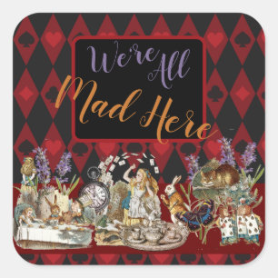 Alice in Wonderland Mad Cheshire Cat Square Sticker